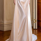 Pretty Off The Shoulder Satin Pleated Mermaid Long Wedding Dress SP2020