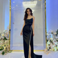 Elegant Black Sheath Evening Dress,Black Reception Dress Y6400