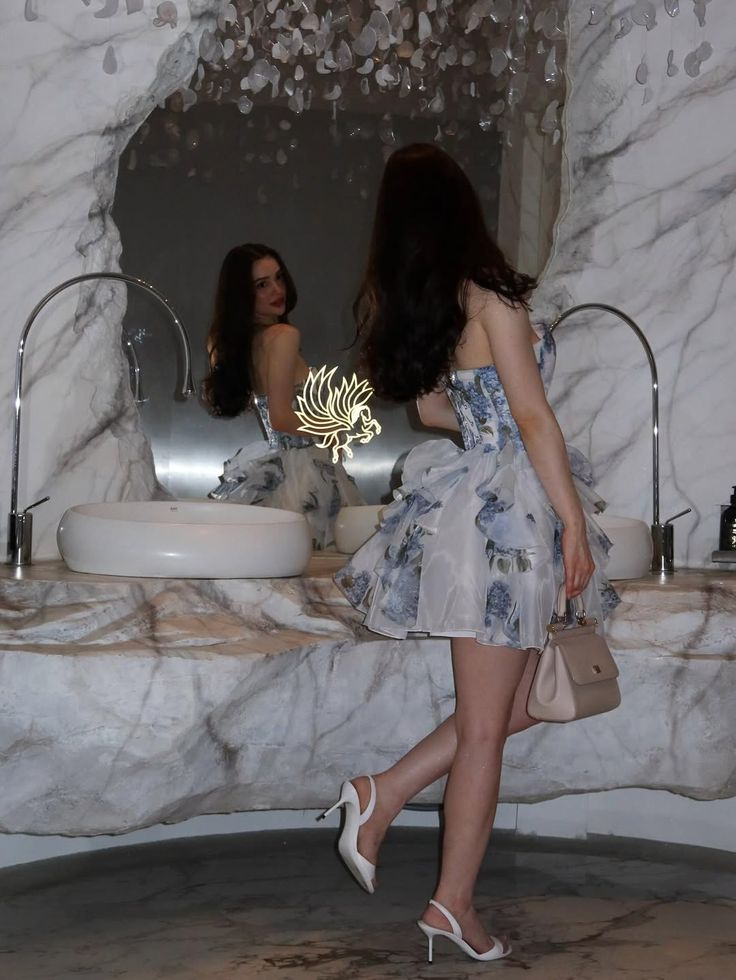 Pretty Strapless Organza Printed Floral Ruffle A Line Short Birthday Dress Homecoming Dress SP2304