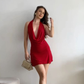 Sexy Red Halter Neck Chiffon Short 20th Birthday Outfits Homecoming Dress SP89