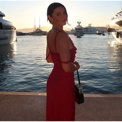 Elegant Red Sheath/Column Prom Dress,Vintage Prom Gown Y4609