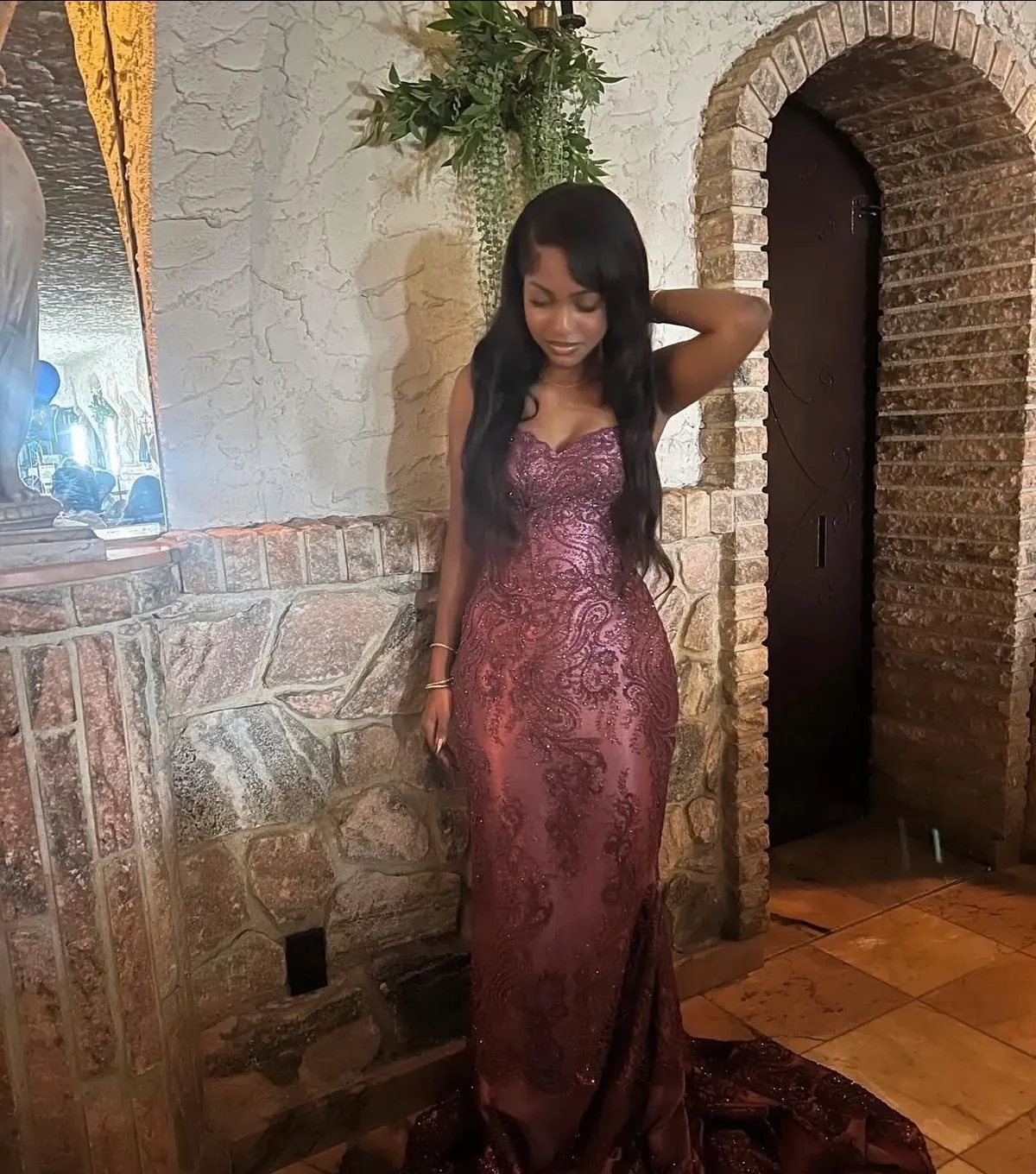 Vintage Pink Satin Tulle With Beaded Bodice Long Prom Dress Party Dress For Black Girls SP4110