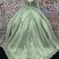Sage Green Quinceanera Dresses,Lace Sweet 16 Dresses Appliques,Sage Green Ball Gown  Y2263
