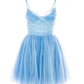 Cute Blue Spaghetti Straps Homecoming Dress,Blue Tulle Party Dress ,Y2528