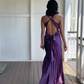 Sexy V Neck Satin Evening Dress Long Prom Dress  Y7781