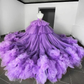 Elegant Halter Purple Tulle High Low Ball Gown Y5684