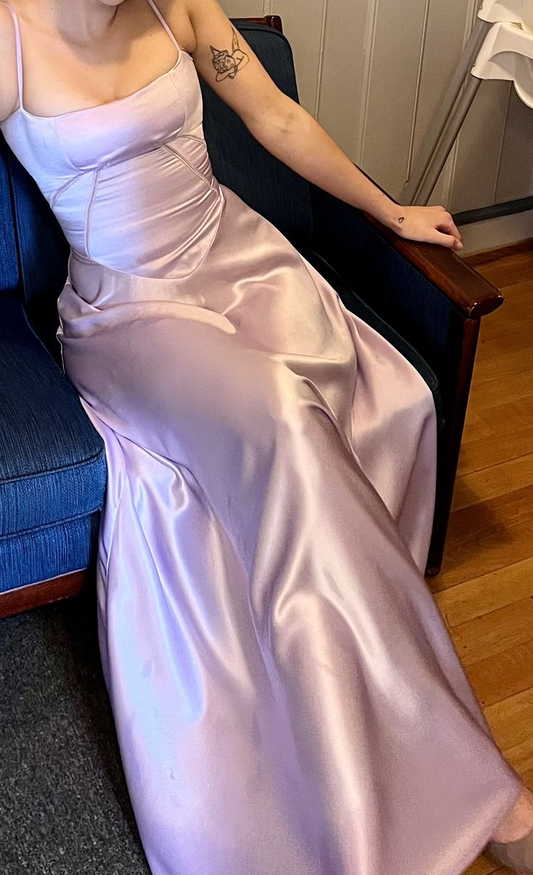 Simple Spaghetti Straps Satin A Line Long Party Dress Formal Bridesmaid Dress SP1761