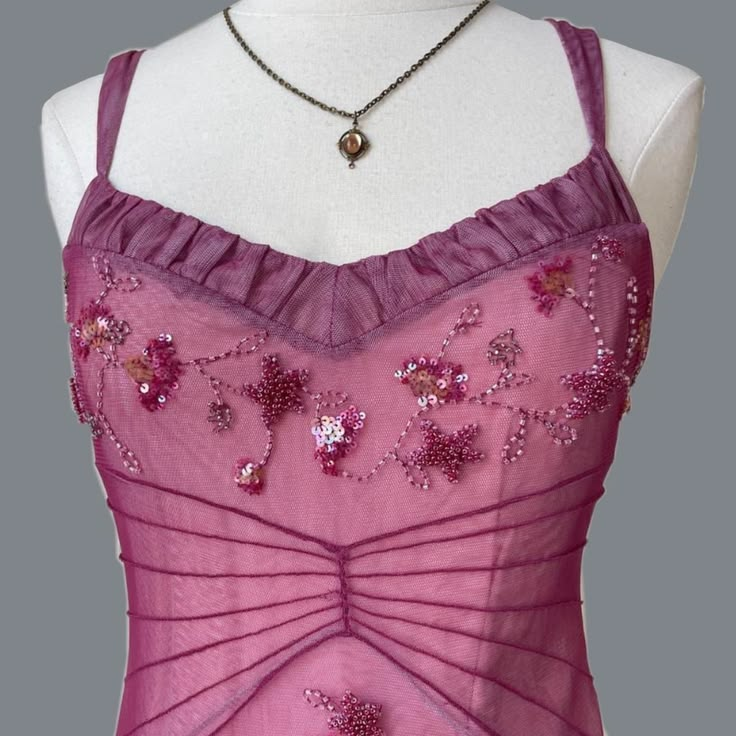 Pretty Spaghetti Straps Pink Tulle Beaded Mid-Length A Line Birthday Prom Dress Evening Gowns SP2105