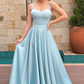 A Line Spaghetti Straps Sweetheart Ruched Long Prom Dress,Bridesmaid Dress Y5944