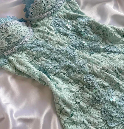 Cute Tiffany Blue Lace Short Graduation Homecoming Dress Formal 19th Birthday Outfits Y9941
