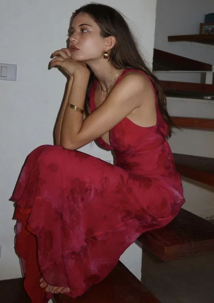 Beautiful Deep V Neck print Sheath Long Prom Dress Party Dress Y7467
