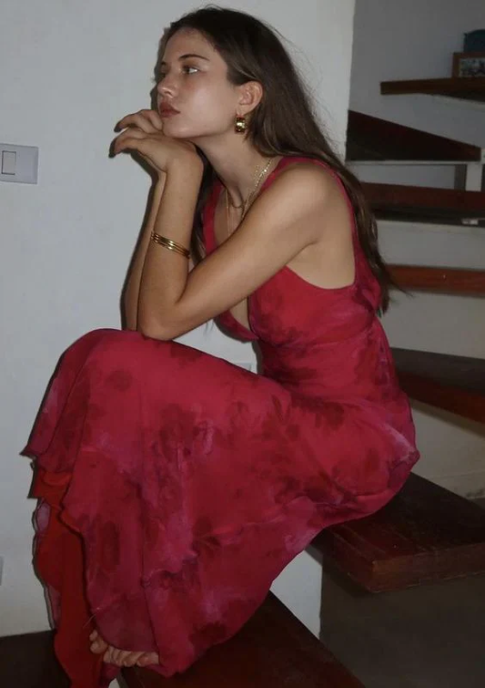 Beautiful Deep V Neck print Sheath Long Prom Dress Party Dress Y7467