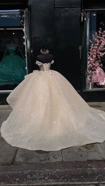 Sparkly Champagne Princess Ball Gown Quinceanera Dresses Elegant Strap Simplepromdress Sparkly Champagne Princess Ball Gown Quinceanera Dresses Elegant Strap Simplepromdress