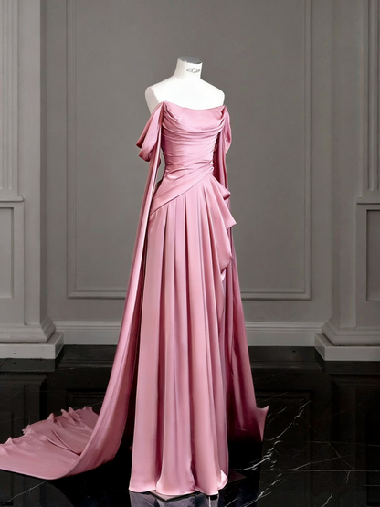 Modest Purple Satin Long Prom Dress,Purple Evening Dress  Y2589