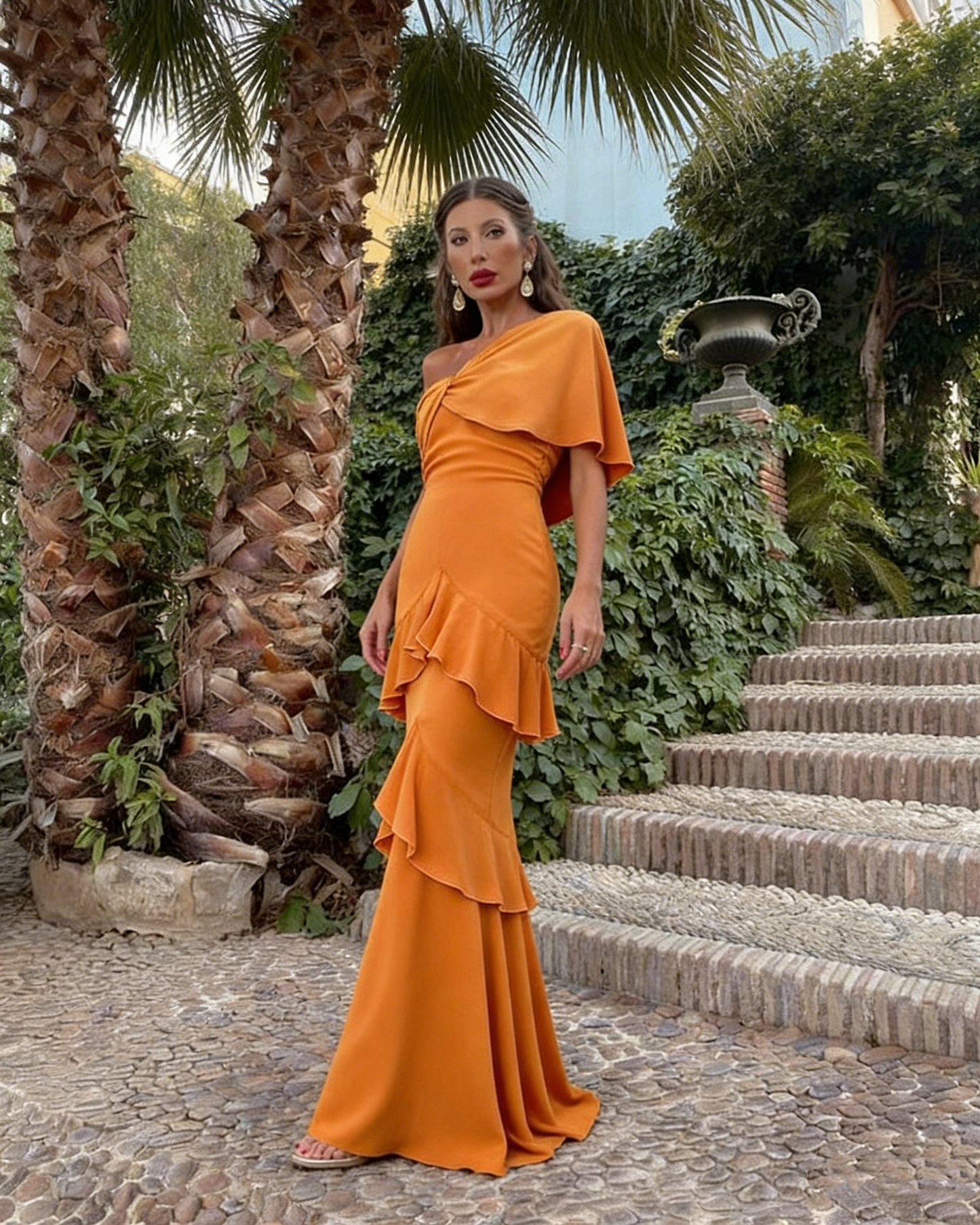 Chic Orange Mermaid Prom Dress,Orange Evening Dress Y4742