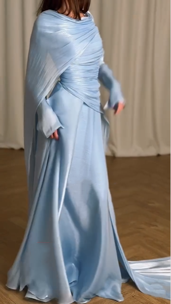Elegant Blue Tulle Pleated Mermaid Long Party Dress Prom Gown Formal W Simplepromdress Elegant Blue Tulle Pleated Mermaid Long Party Dress Prom Gown Formal W Simplepromdress