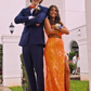 Sparkly Orange Sequin One Shoulder Long Prom Dress with Slit Y4277