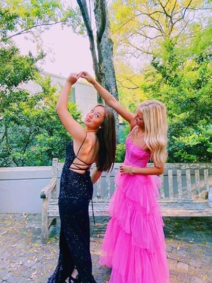 Spaghetti Straps Layered Tulle Graduation Dresses,Long Prom Dress Outfits Y6804