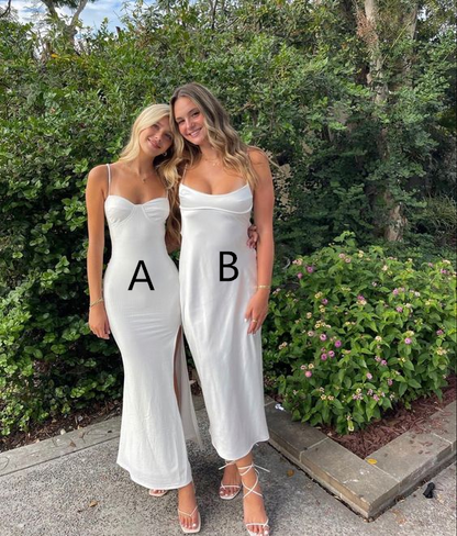 prom dresses white Iridescent Sequin Long Gown with Slit,DS4991 DSProm Navy Blue Simple White Satin Long Prom
