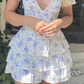 Deep V Neck Floral Dress,Cute A-line Homecoming Dress Y2317