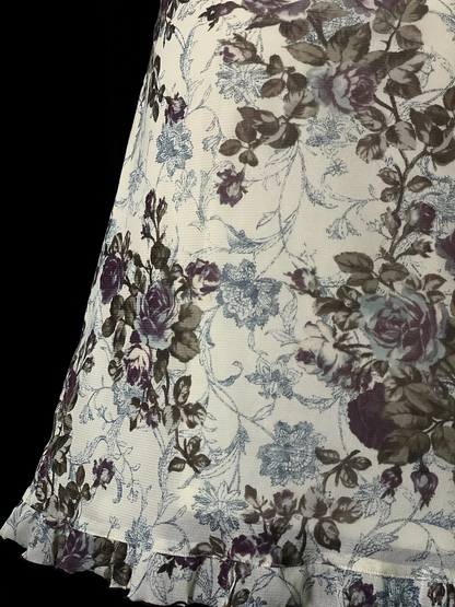 Vintage Sleeveless Chiffon Print Floral Mermaid Long Party Dress Evening Gown SP4043