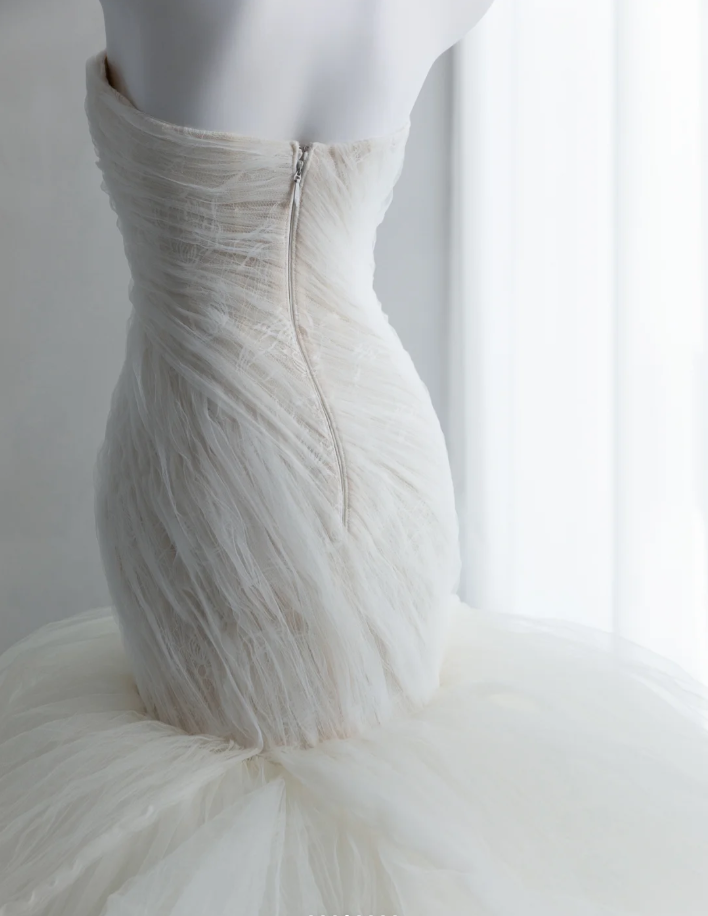 Fairy Strapless Bridal Dress Tulle Mermaid Long Wedding Dress SP1523