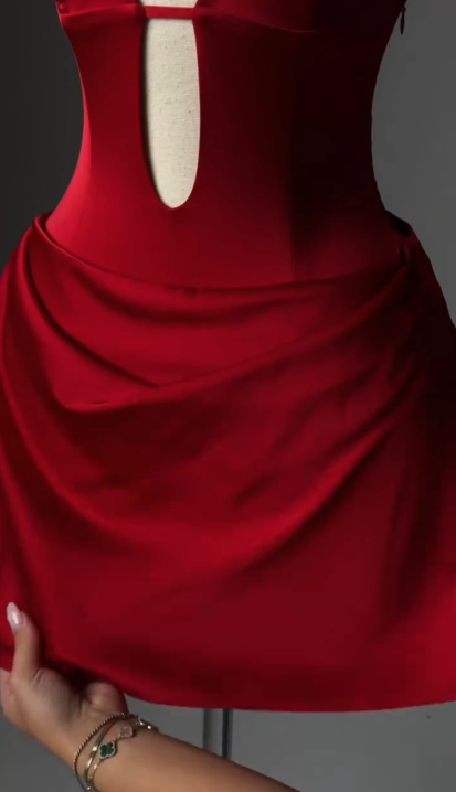 Stylish Red Satin Sheath Short Homecoming Dress Cocktail Formal Birthday Outfits Y9603