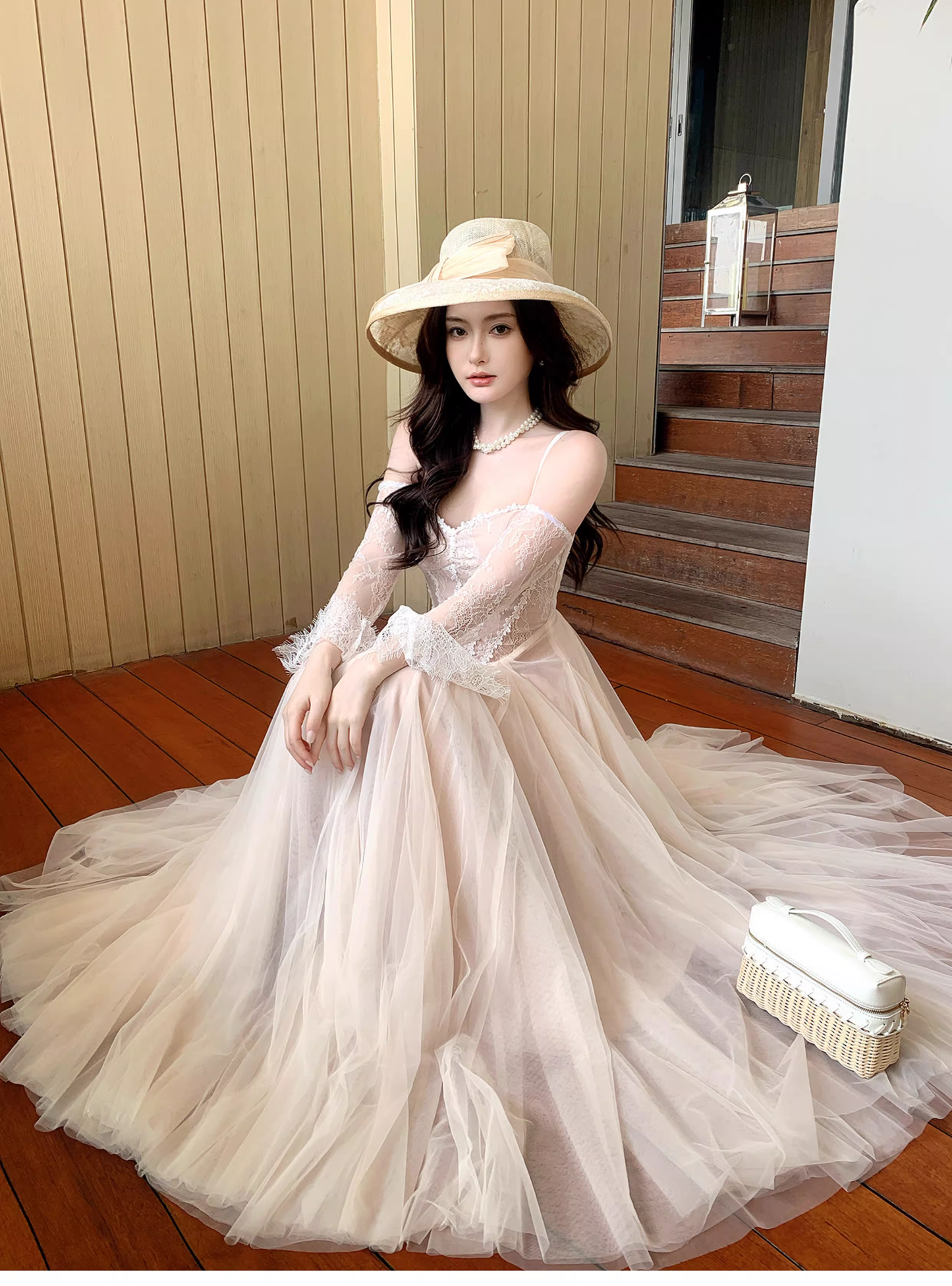 Pretty Pale Pink Spaghetti Straps Tulle Lace Appliques ALine Long Party Dress Birthday Dress SP1975