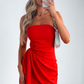 Red Strapless Homecoming Dress,Red Cocktail Dress Y2914