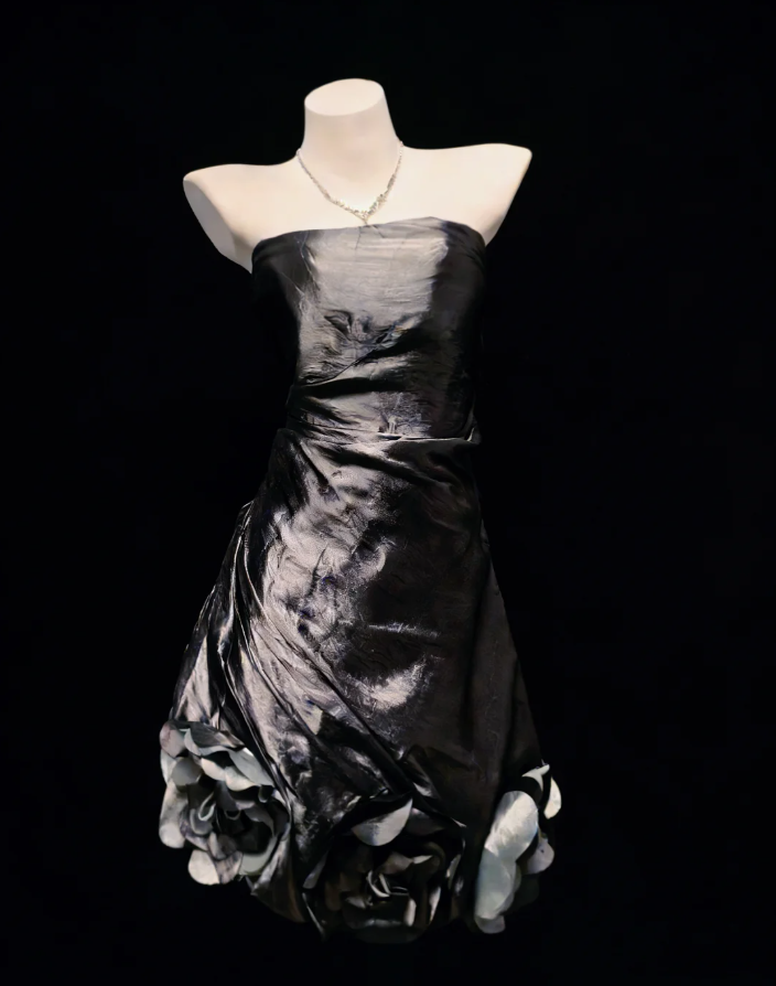 Fashion Smoke Gray Satin Pleated Short Homecoming Dress Birthday Outfits SP1491