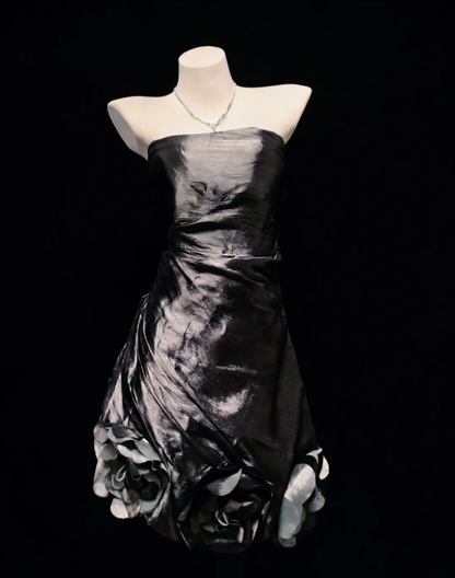 Fashion Smoke Gray Satin Pleated Short Homecoming Dress Birthday Outfits SP1491