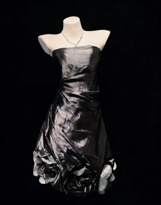 Fashion Smoke Gray Satin Pleated Short Homecoming Dress Birthday Outfits SP1491