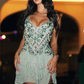 Vintage Spaghetti Straps Mint Green Chiffon Sequin Beaded Homecoming Dress A Line Cocktail Dress Y9312