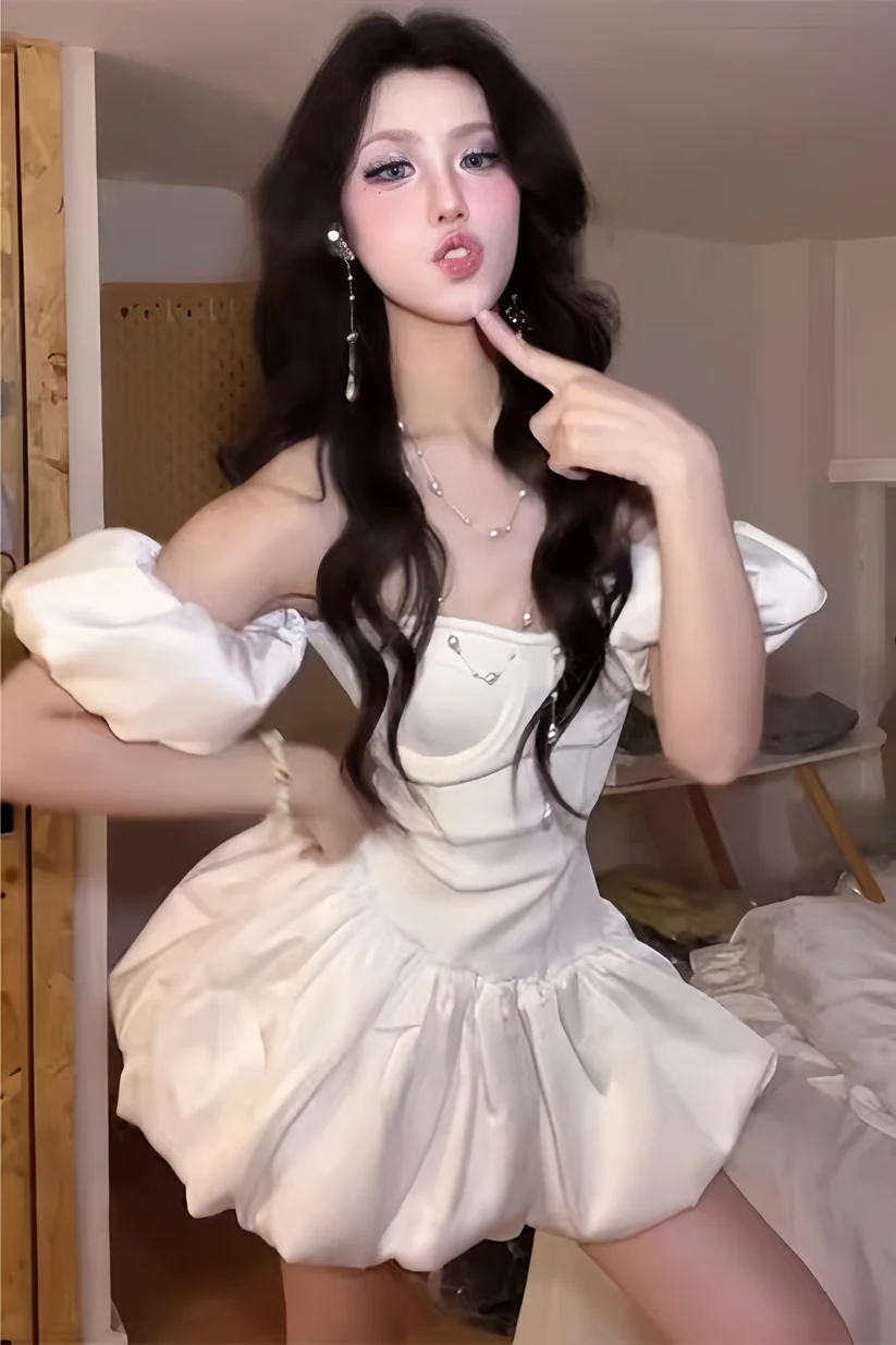 Pretty Off The Shoulder White Satin A Line Short Prom Dress Formal Graduation Homecoming Dress SP144