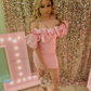 Lovely Pink Ruffled Neckline Homecoming Dress,Pink Cocktail Dress,Y2447