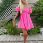 Cute A-line Homecoming Dress,Hot Pink Beach Dress Y2385