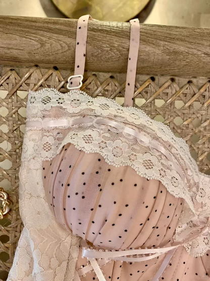 Cute Spaghetti Straps Lace Tulle Short Birthday Outfits Pink Mini 7th Grade Homecoming Dress Two Piece SP2359