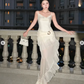 Elegant White Chiffon Mermaid Evening Dress Long Layered Prom Dress Y7716
