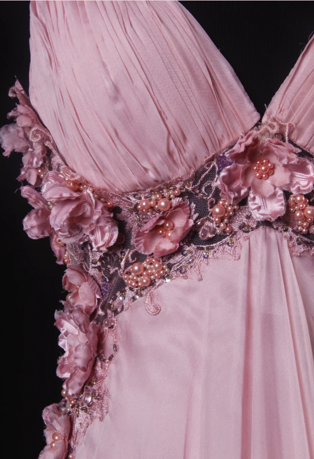 Fairy Pink V Neck Chiffon Beaded Mermaid Long Evening Dress 18th Birthday Outfits With Appliques SP1700