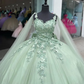 Mint Green Quinceanera Dresses 3D Flowers Ball Gown Pageant Party Sweet 15 Dress Y4481