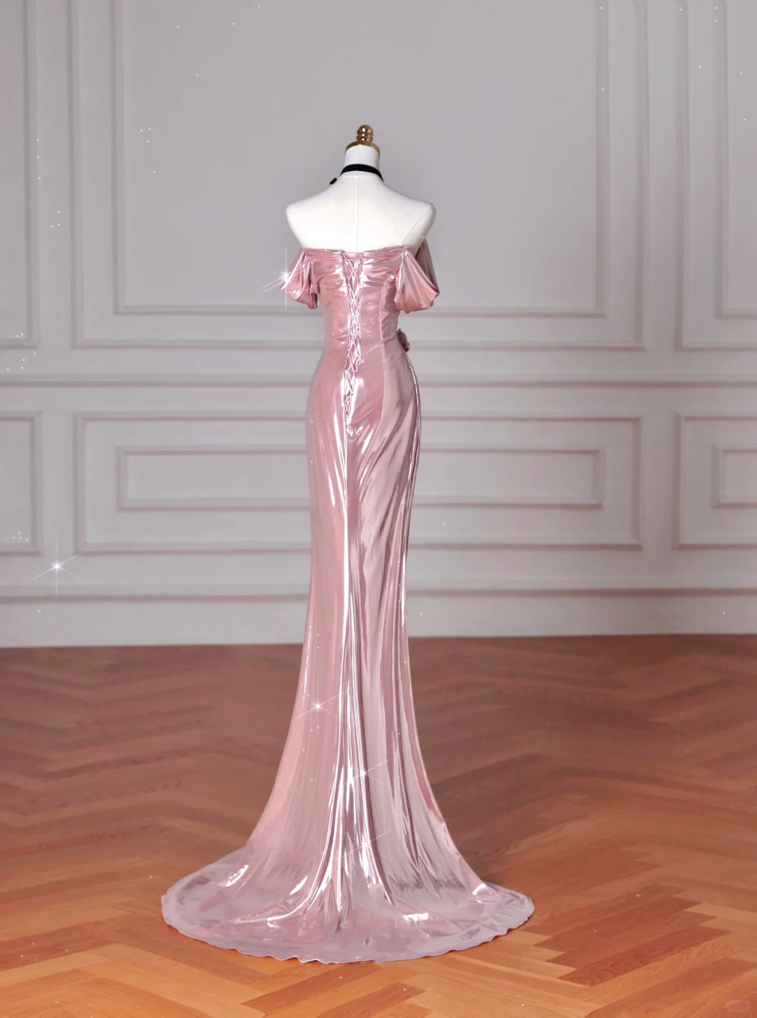 Gorgeous Pink Off The Shoulder Satin Mermaid Long Prom Dress Evening Dress Y8630