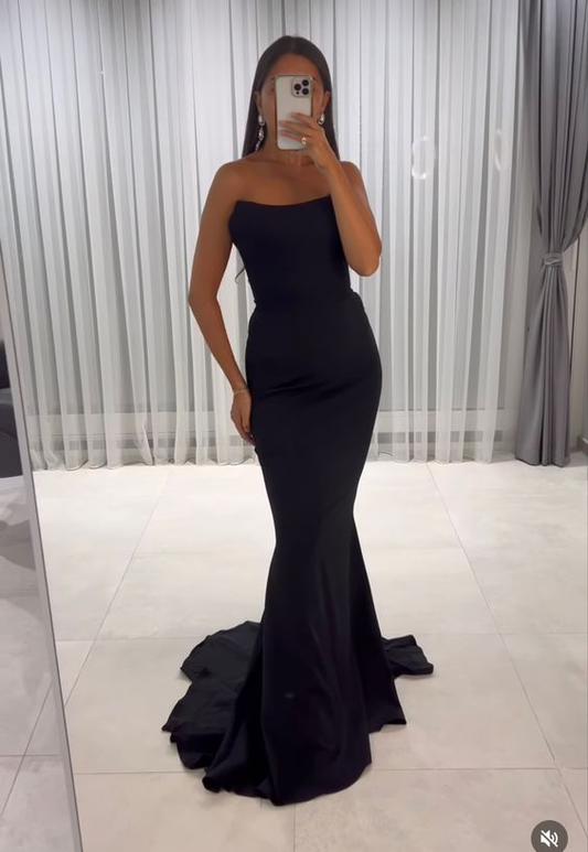 Elegant Black Mermaid Prom Dress,Black Formal Gown Y7041