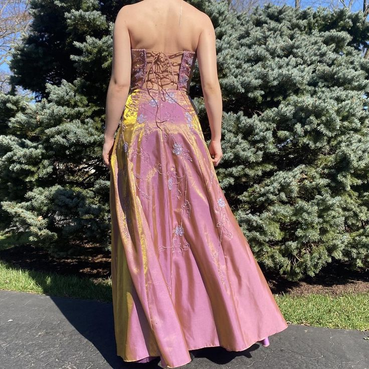 Charming Pink Strapless Satin Sequin Beaded A Line Long Evening Dress Birthday Party Gown SP2129