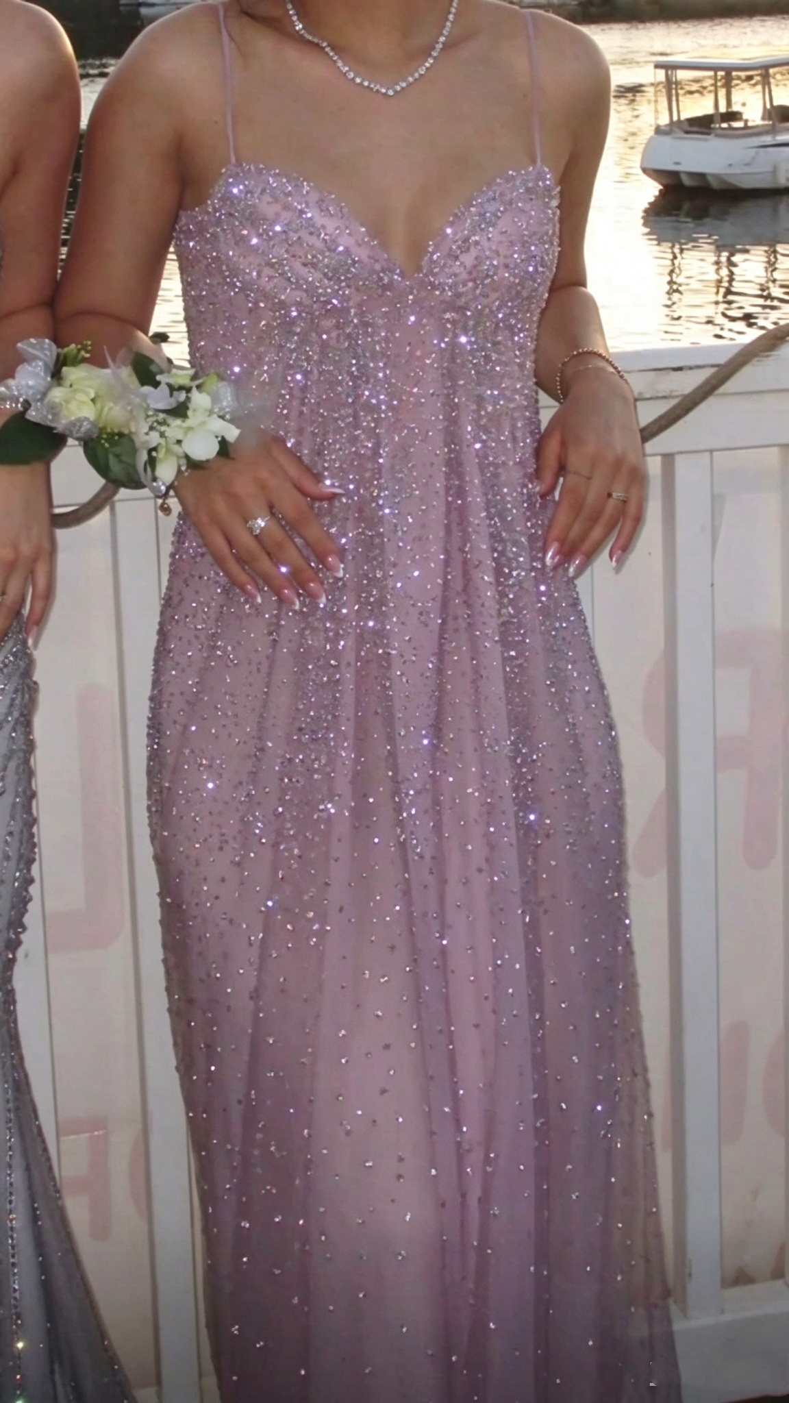 Elegant Spaghetti Straps Pink Tulle Sequin A Line Long Party Dress Prom Gowns SP4271