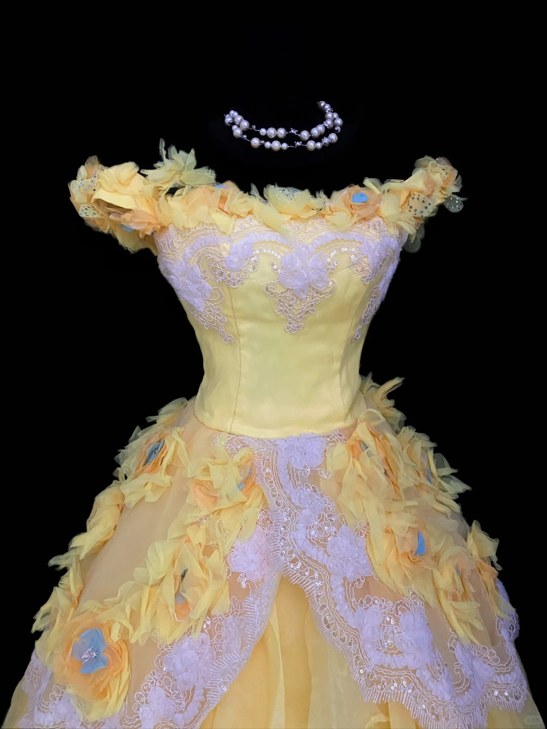 Vintage Off The Shoulder Yellow Tulle Lace Appliques Quinceanera Dress Sweet 15 Dress SP4081