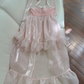 Simple Halter Pink Tulle Pearls Beaded High-Low Ruffles Homecoming Dress Party Dress Y8582