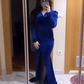 Elegant Royal Blue Velvet Evening Dress,Royal Blue Evening Gown  Y5666