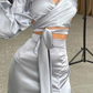Sexy Two Piece Long Prom Dress With Split,Party Gown Y6731