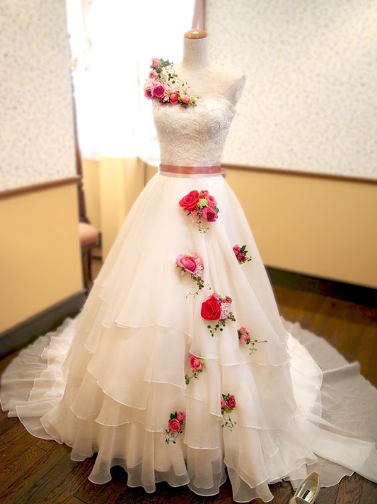 Charming White A-line Wedding Dress,White Bridal Dress Y5977