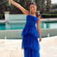 Women's Tiered Prom Dresses Ruffle Tulle Evening Gowns Sleeveless Corset Formal Dress  Y4210